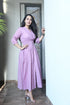 AAHELI MAUVE COTTON KANTHA COMFY DRESS AAHELI MAUVE COTTON KANTHA COMFY DRESS